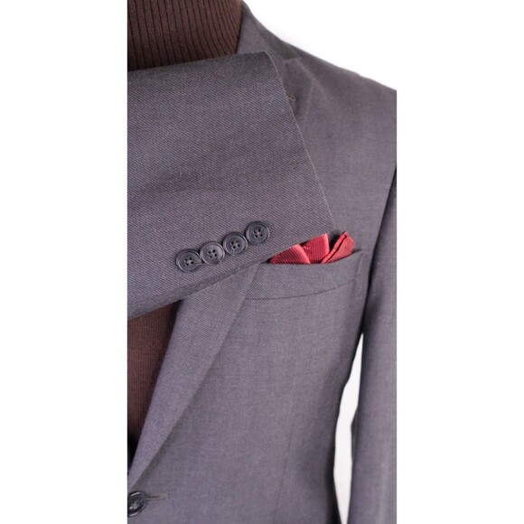 Joseph Jos A. Bank Men's Sz 38R Gray Solid Cotton/Wool Blend 2 Button Slim Fit - Picture 5 of 12